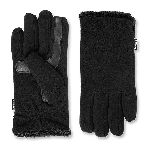 isotoner womens Stretch Fleece Gloves With Microluxe Lining and Smart Touch Technology
