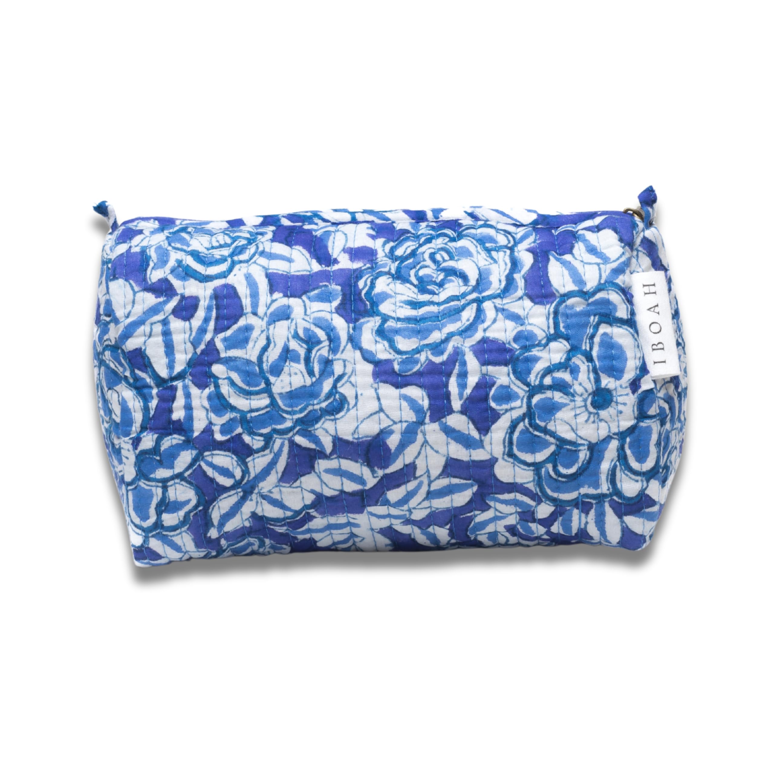 Neceser Print de Viaje Organizador, Bolsa de Aseo, Bolso Maquillaje de algodón Acolchado para Mujeres, Hombres y recién Nacidos con Forrado Impermeable Interior (Blanco Floral, Mediano) — view 11