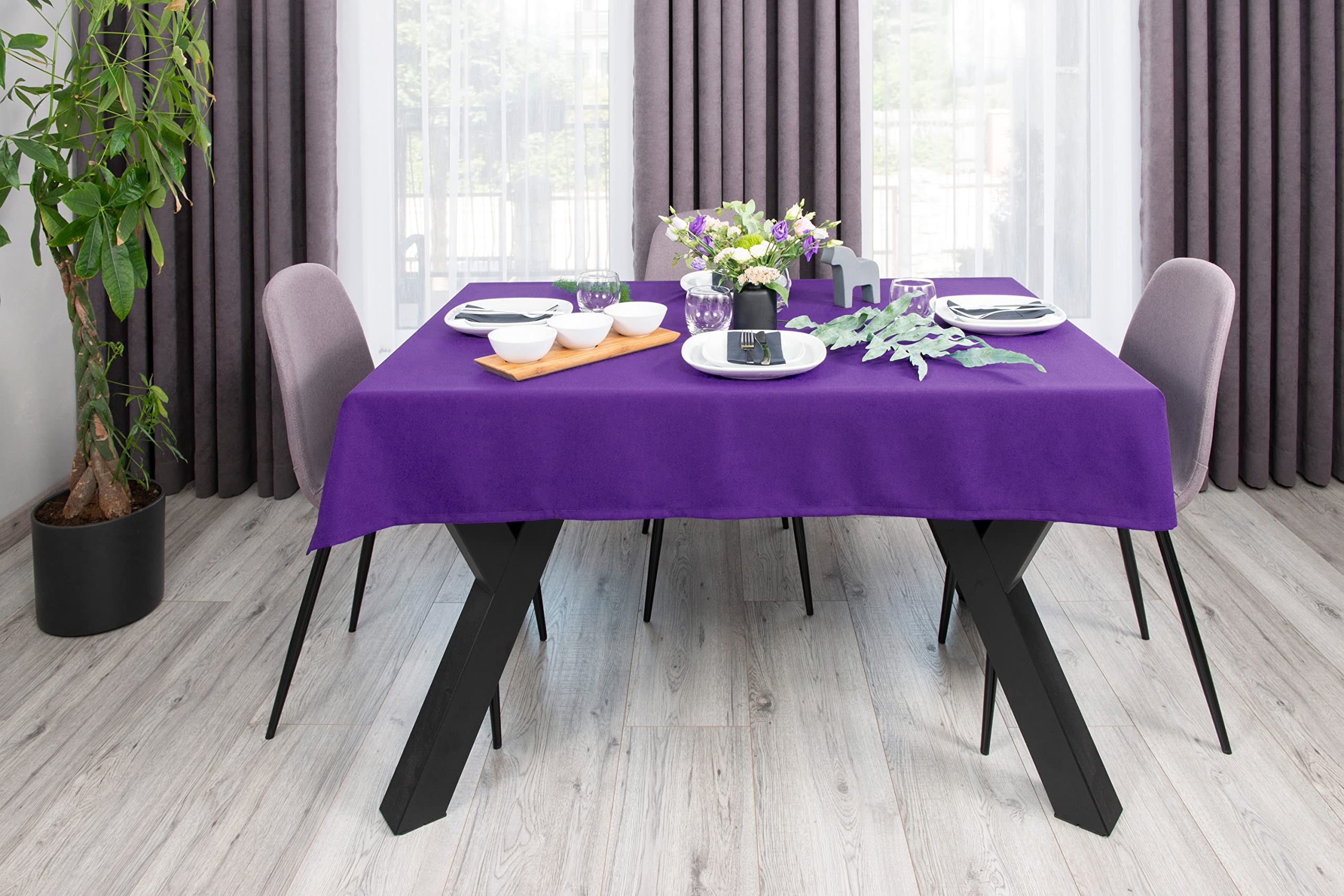 NIBLO Tablecloth Table Runner Table Linen Table Decoration Table Cloth (Purple, Tablecloth - 140 x 200 cm) - Image 3