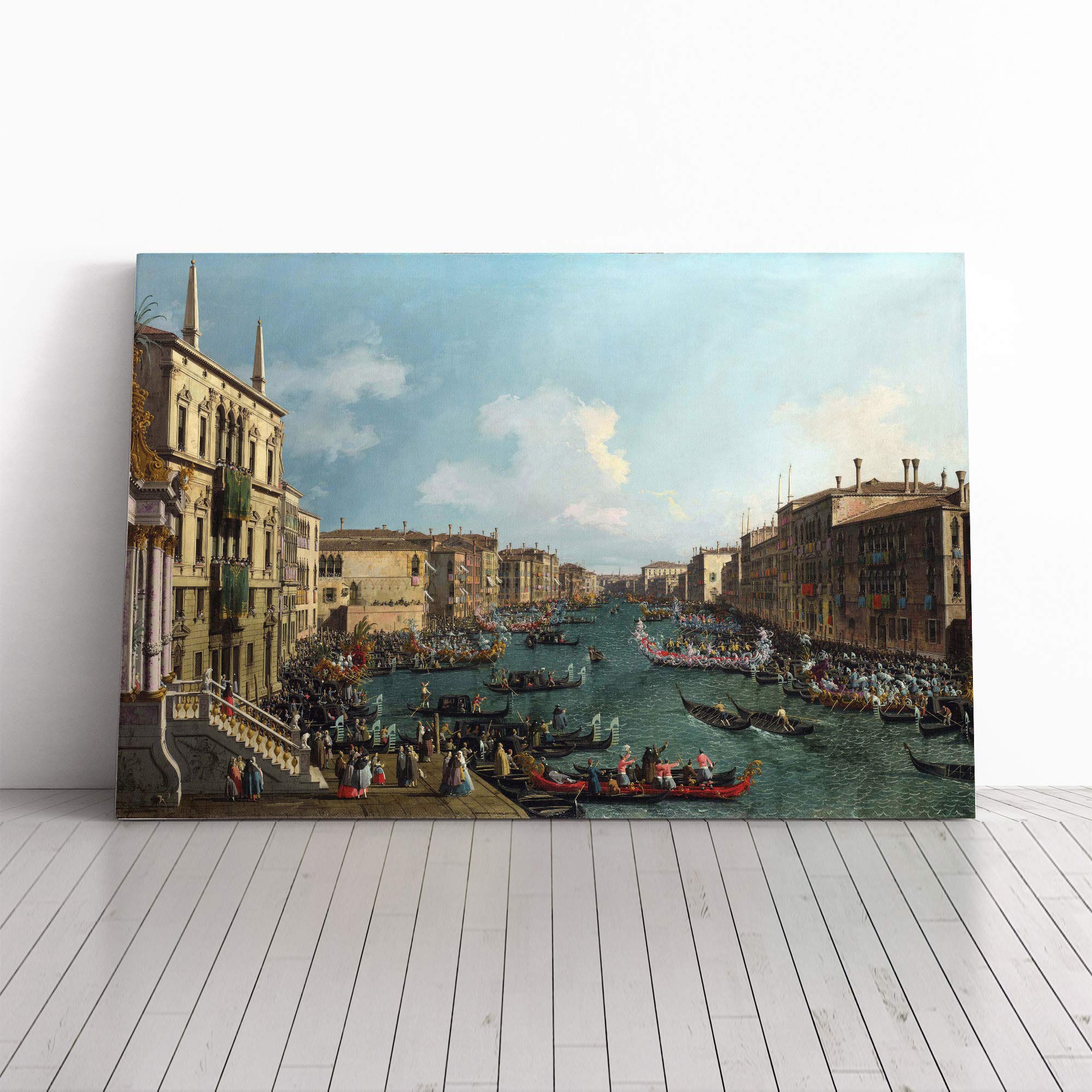 Giovanni Canaletto Regatta on The Grand Canal Canvas Print | Gallery Wrapped 30mm Frame Wall Art | 24x16 inches | Ready to Hang | Modern Picture | Living Room Bedroom Lounge Office