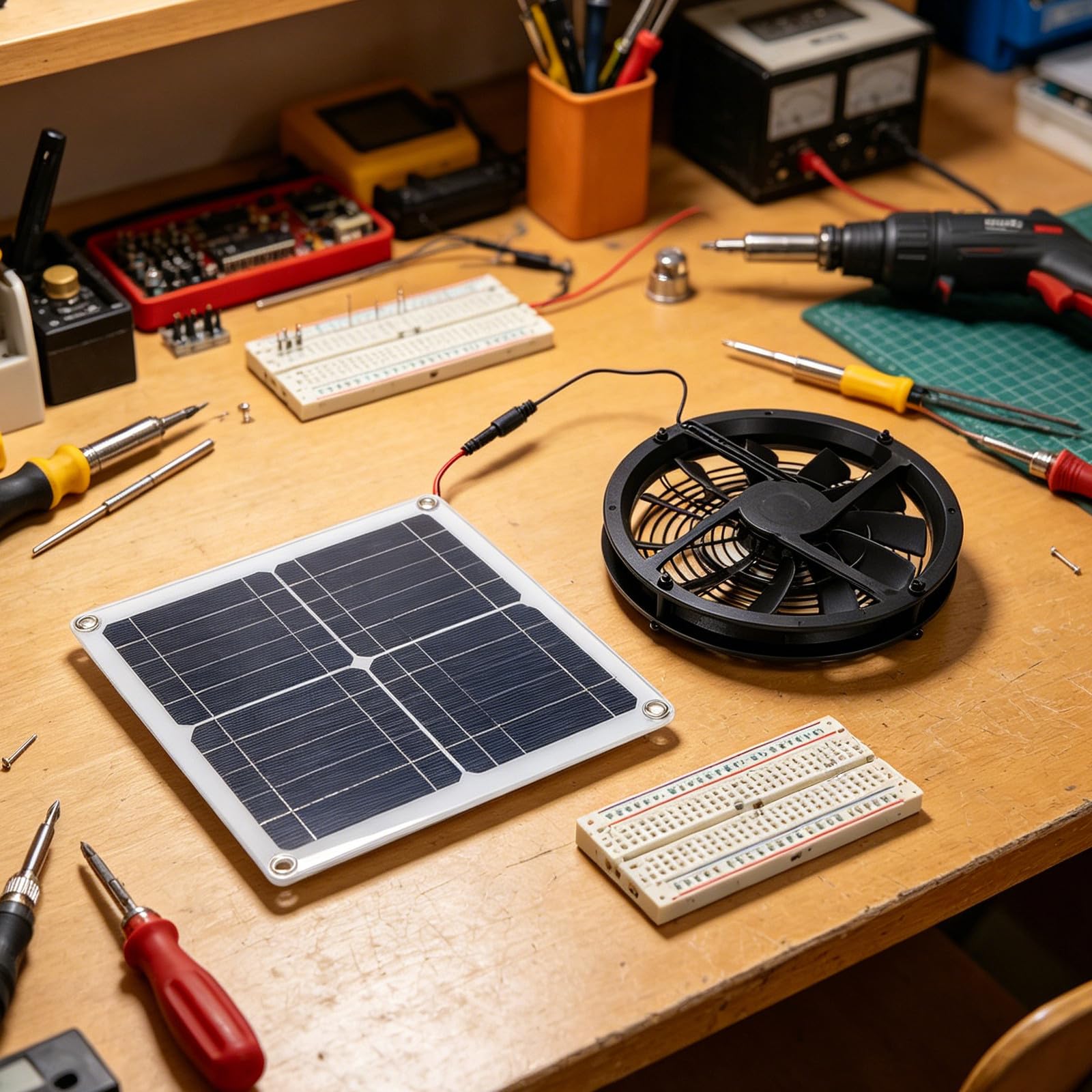 Solarbetriebener Abluftventilator 25cm Tierhäuser Kunststoff Rund Schwarz