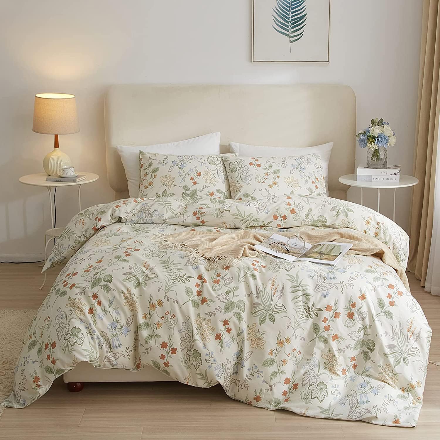 Garden Floral Duvet Cover Twin XL Cozy Cotton Boho Bedding Set Twin XL French Style