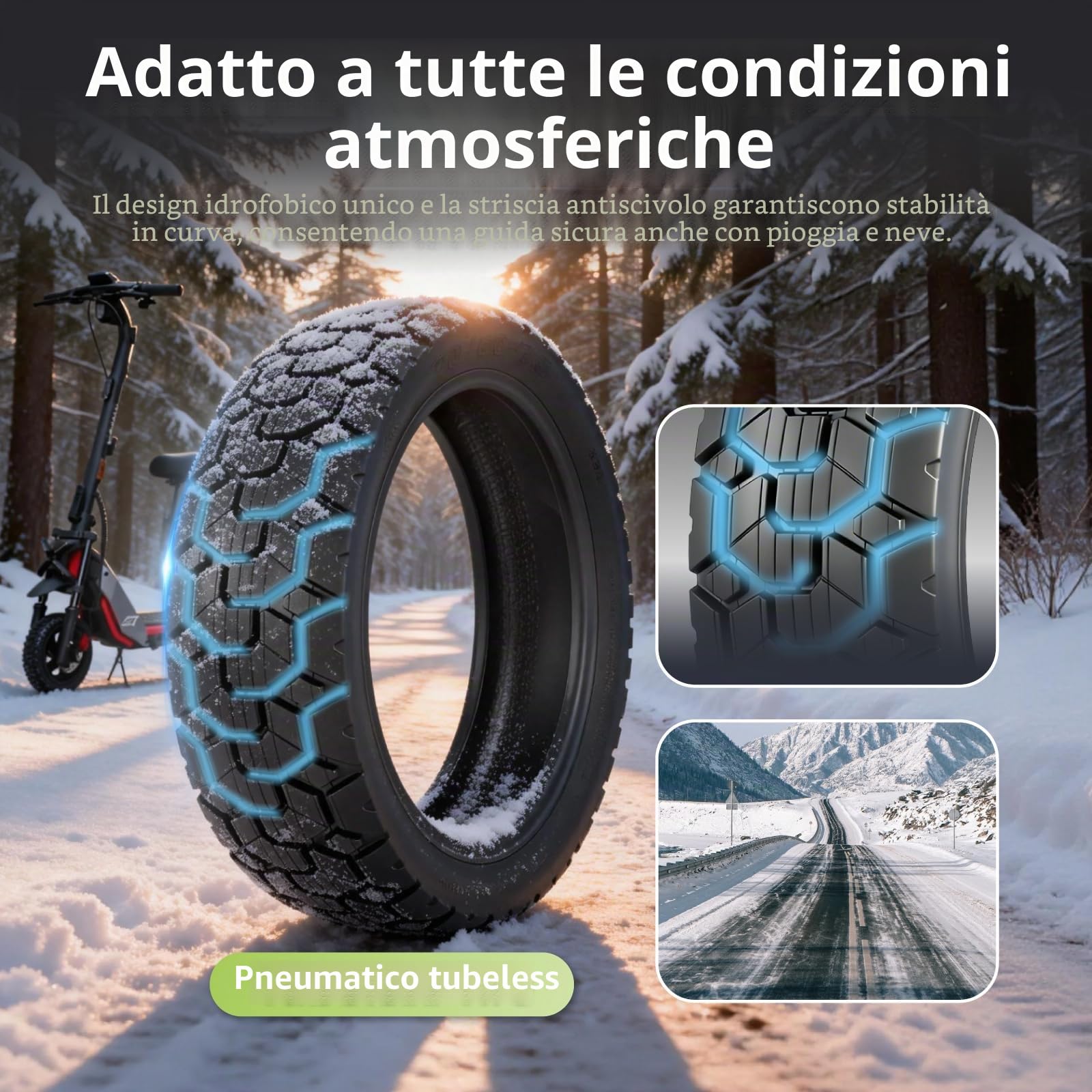 70/60-7.5 Pneumatico di Ricambio per Segway Ninebot ZT3 Pro Monopattino Elettrico 11 Pollici, Senza Camera d'Aria Anteriore/Posteriore (2 Pezzi)