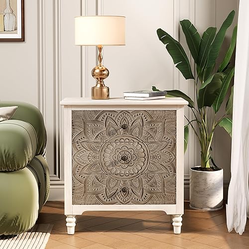 Miniatura 53 de COSIEST Mesita de noche de 2 piezas, 14 pulgadas de profundidad x 18 pulgadas de ancho x 21.5 pulgadas de alto, mesa auxiliar de MDF con 2 cajones,