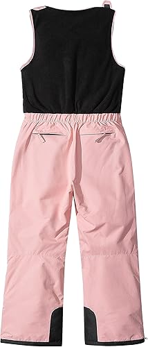 Miniatura 2 de Pursky Pantalones de nieve para niños, baberos de esquí de invierno para niña, con aislamiento, impermeables, pantalones de nieve de forro polar,