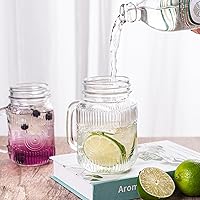 Vista 6 de Amzcku Tarro de beber transparente vintage de 16 onzas con mango cómodo para bebidas de fiesta, 6 unidades Claro