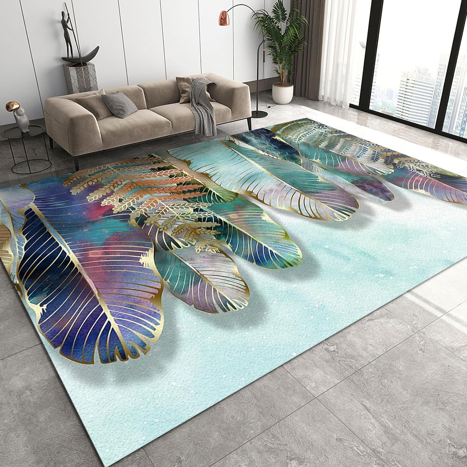 Tapis antidérapant facile à nettoyer pour chambre d'enfants et salon en polyester 3D