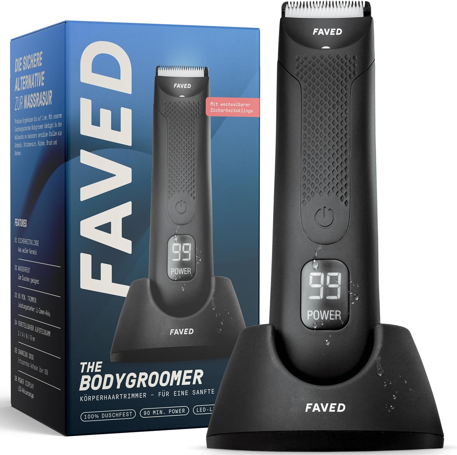 The Bodygroomer – Intimrasierer & Körperrasierer, duschfest, 90 Min. Laufzeit, LED-Leuchte, Ladestation – Body-Trimmer für den Intimbereich & Körper für Männer Mann Herren von Groomed Rooster - Amazon product rated Grade A