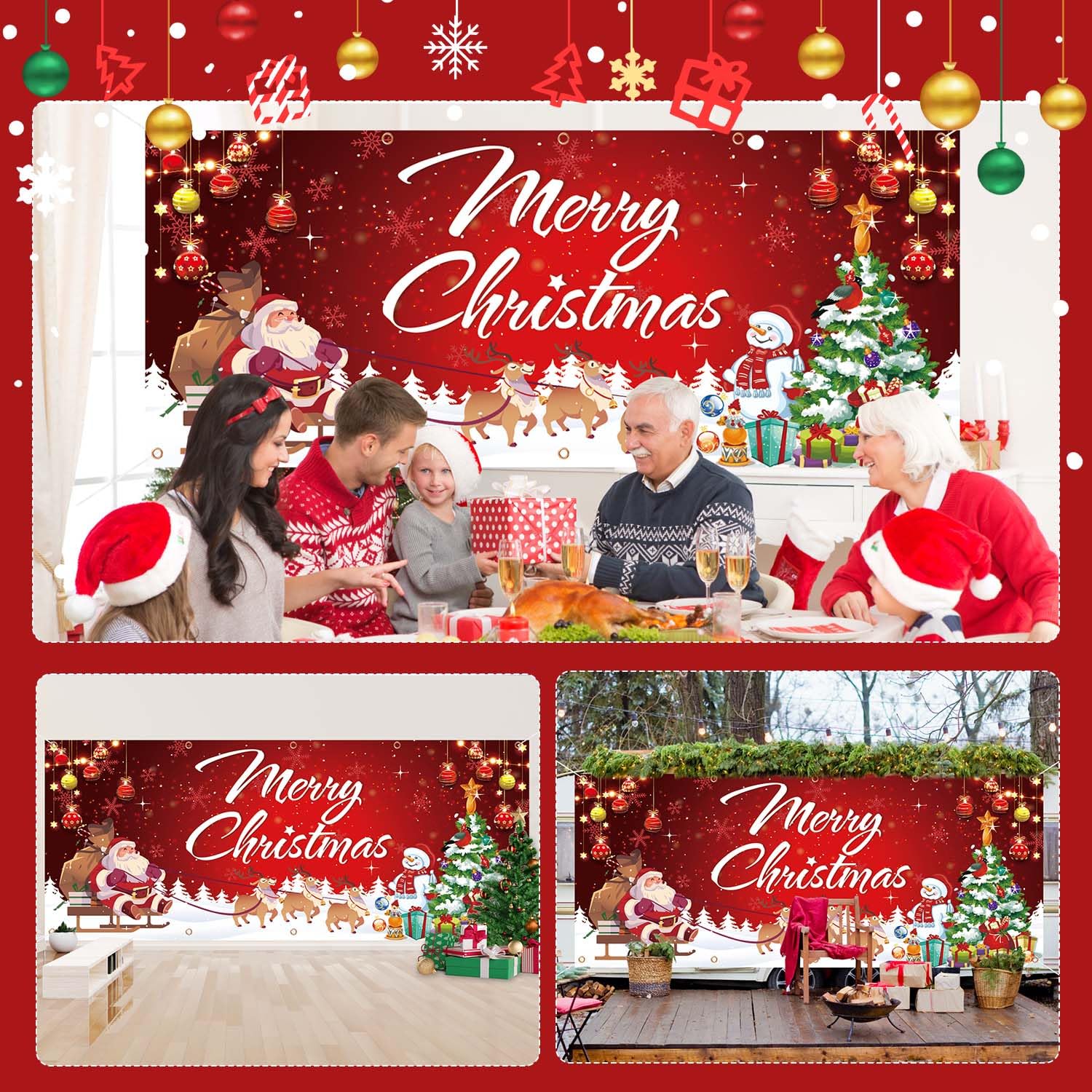 Christmas Garage Door Banner Large Christmas Backdrop Decoration Holiday Vinyl Cover Christmas Door Decorations Garage Banner For Outdoor Indoor Home Nativity Holiday Wall Photo Background (C