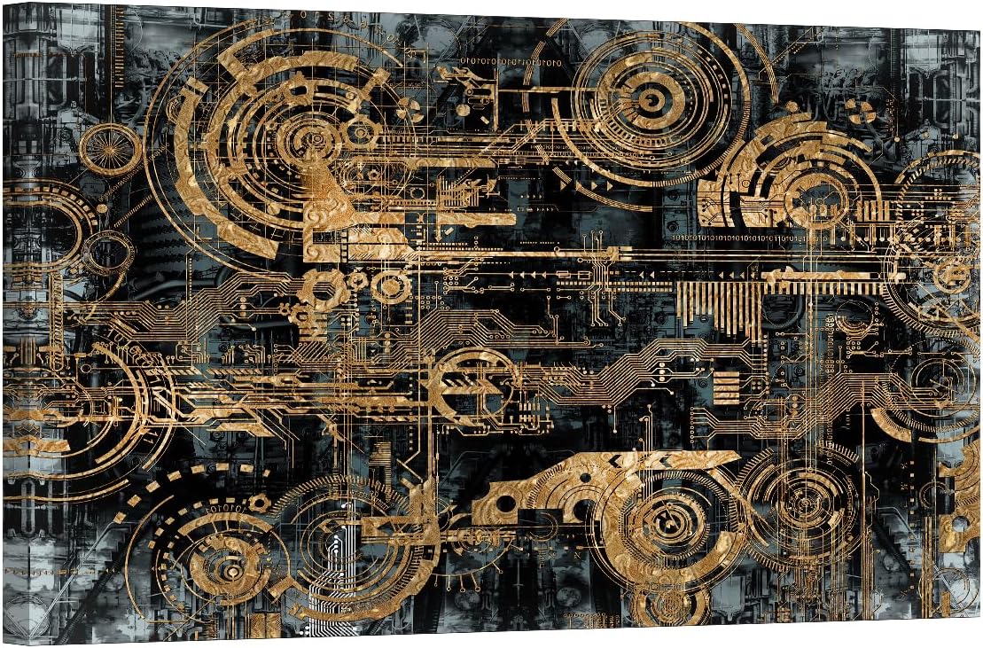 LSIUHWUWI Canvas Wall Art, Steampunk Abandoned Metallurgical Factory Wall Decor Living Room, Farmhouse Modern Wall Decoration for Bedroom, for Bathroom, Home Decor Print 24X36 INCH