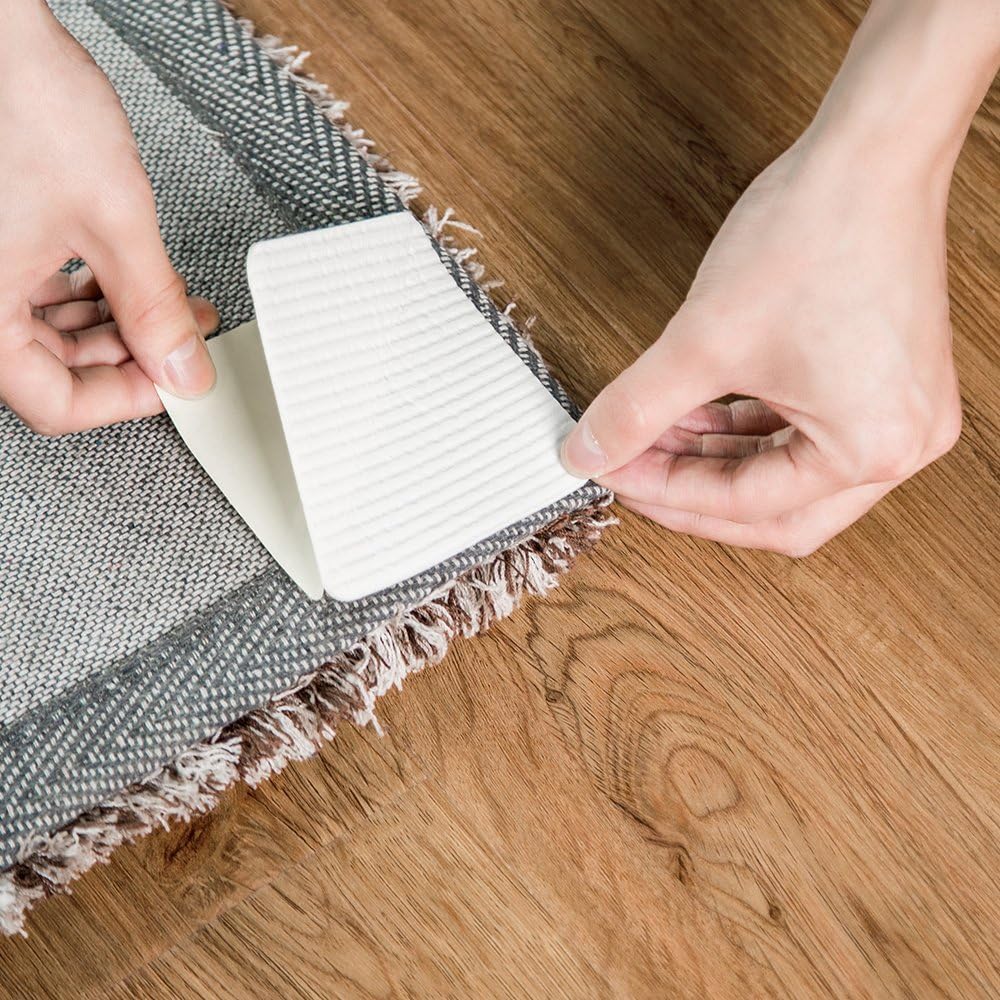 Square White Non-Slip Rug Grippers for Hard Floors
