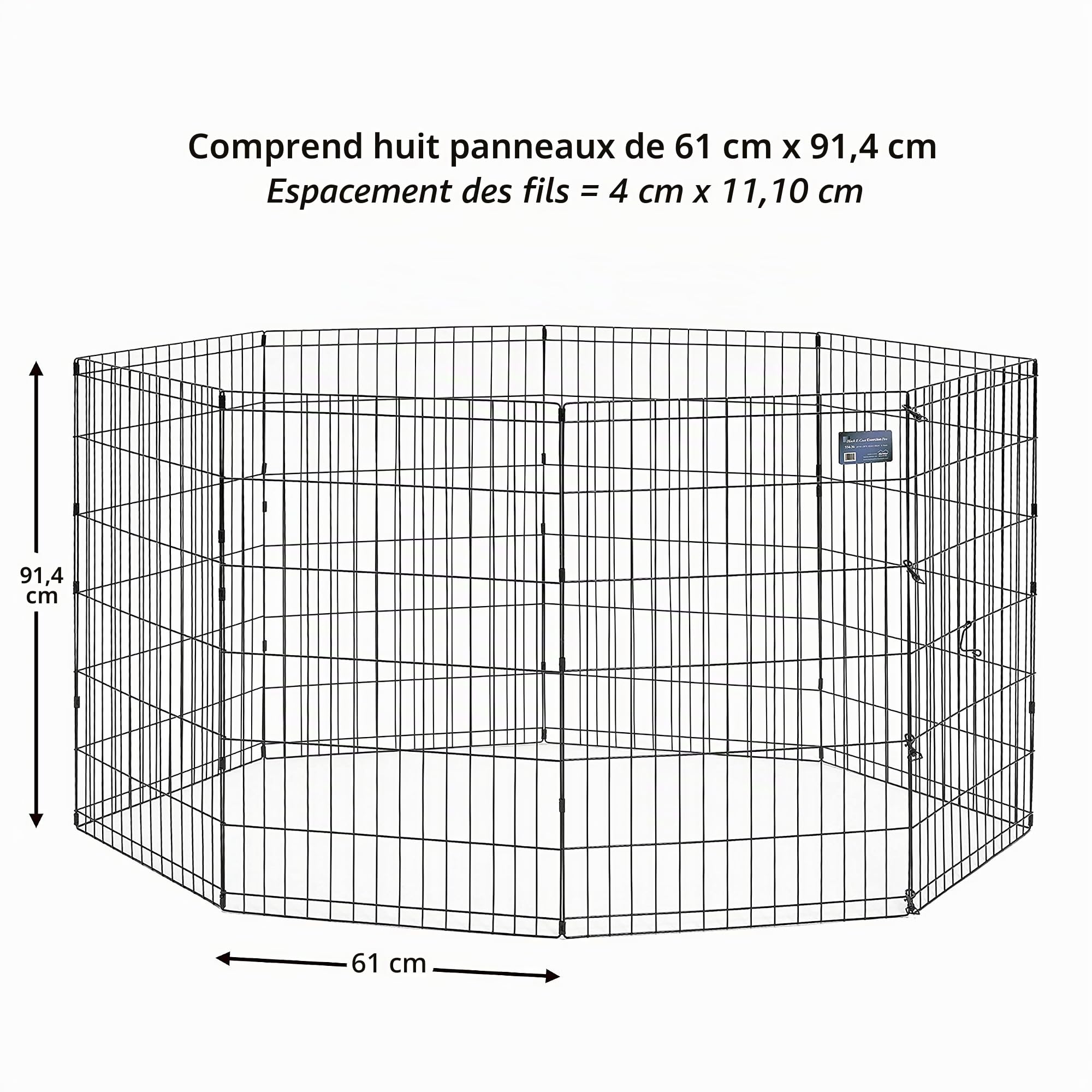 MidWest Homes for Pets 550-36 Cage d'exercice et Parc pour Chien sans Porte ; 60,96 cm x 91,44 cm ; Revêtement de Finition Noir