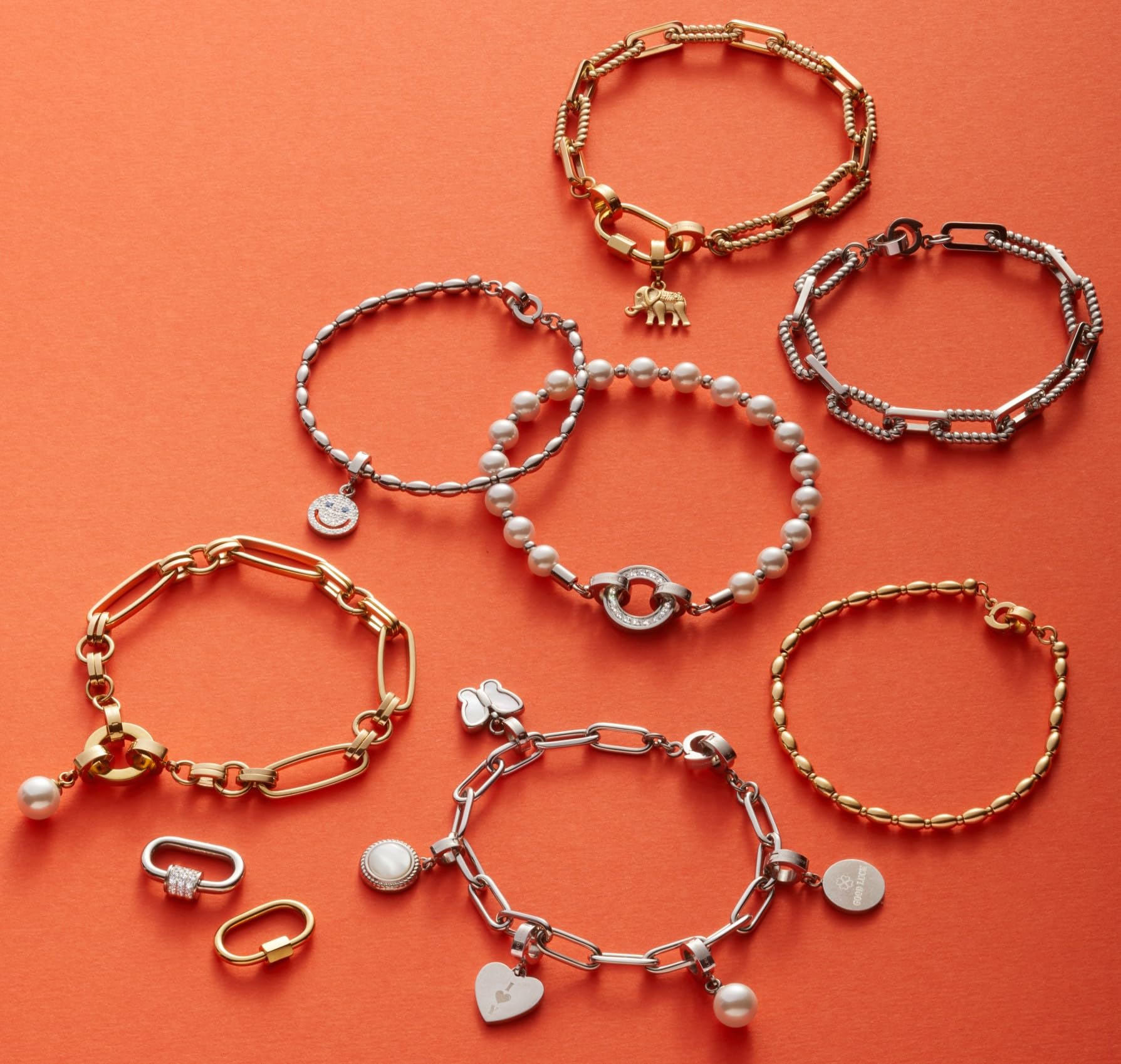 JEWELS BY LEONARDO Bracciale Clip & Mix Lori • Bracciale in acciaio inox dorato • Perle ovali in acciaio inox per appendere charms • 18,5 cm di lunghezza • Gioielli da donna • 023743