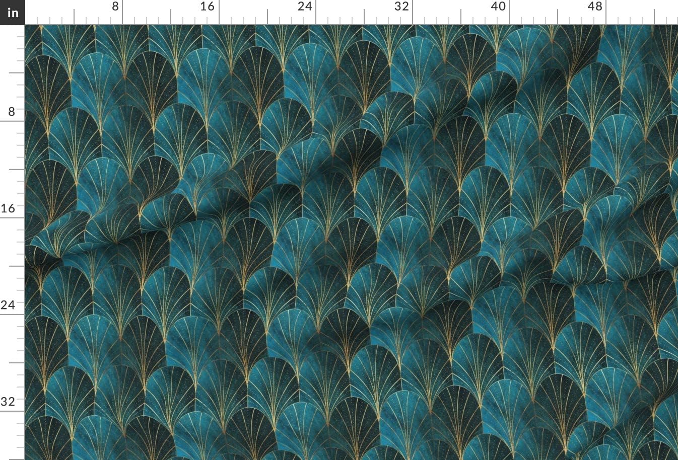 Spoonflower Fabric - 1920S Fans Art Deco Glam Ombre Blue Geometric Vintage Retro 20S Printed on Minky Fabric by The Yard - Sewing Baby Blankets Quilt Backing Plush