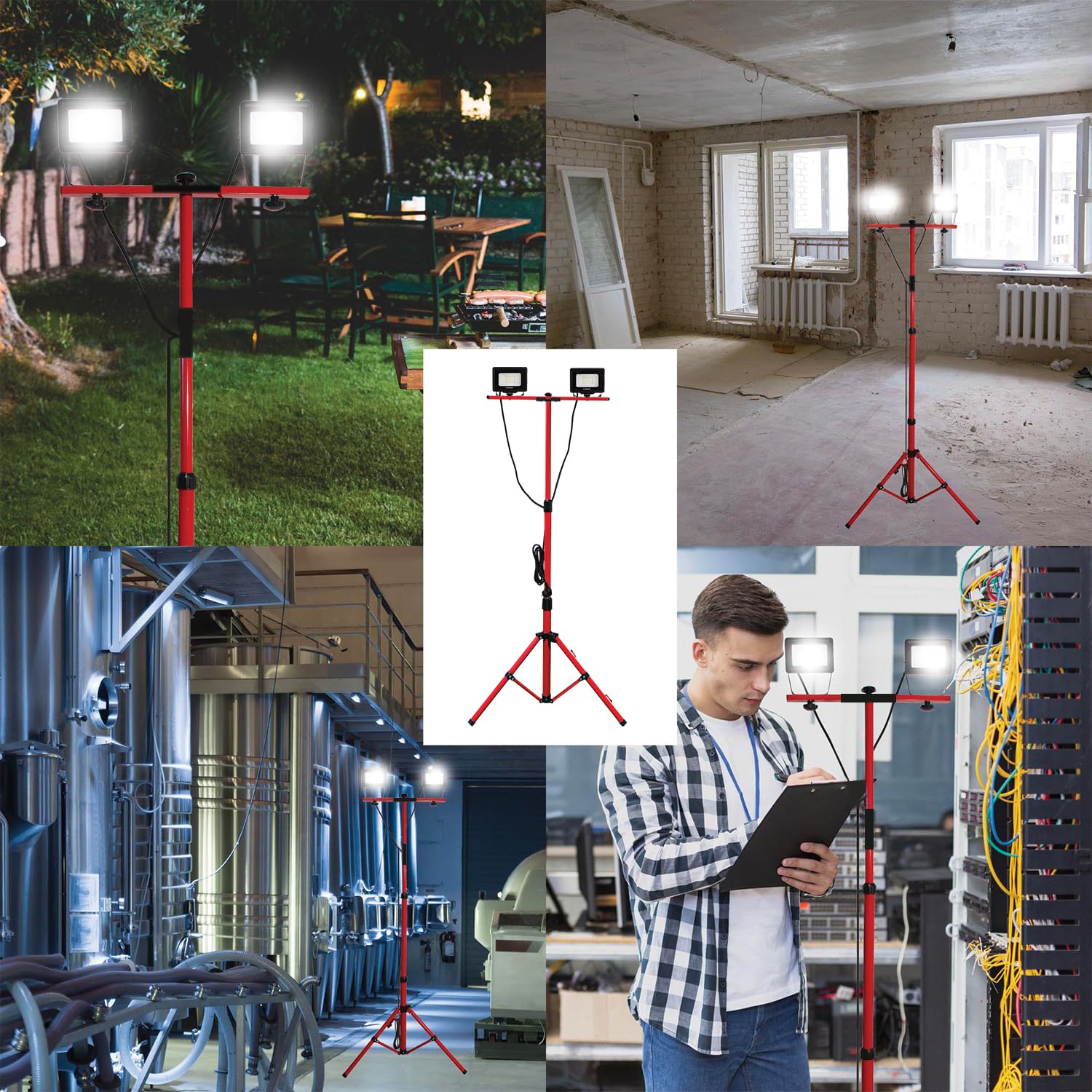Velamp CABEZAL DOBLE: 2 luces de trabajo LED SMD de 20 W + trípode