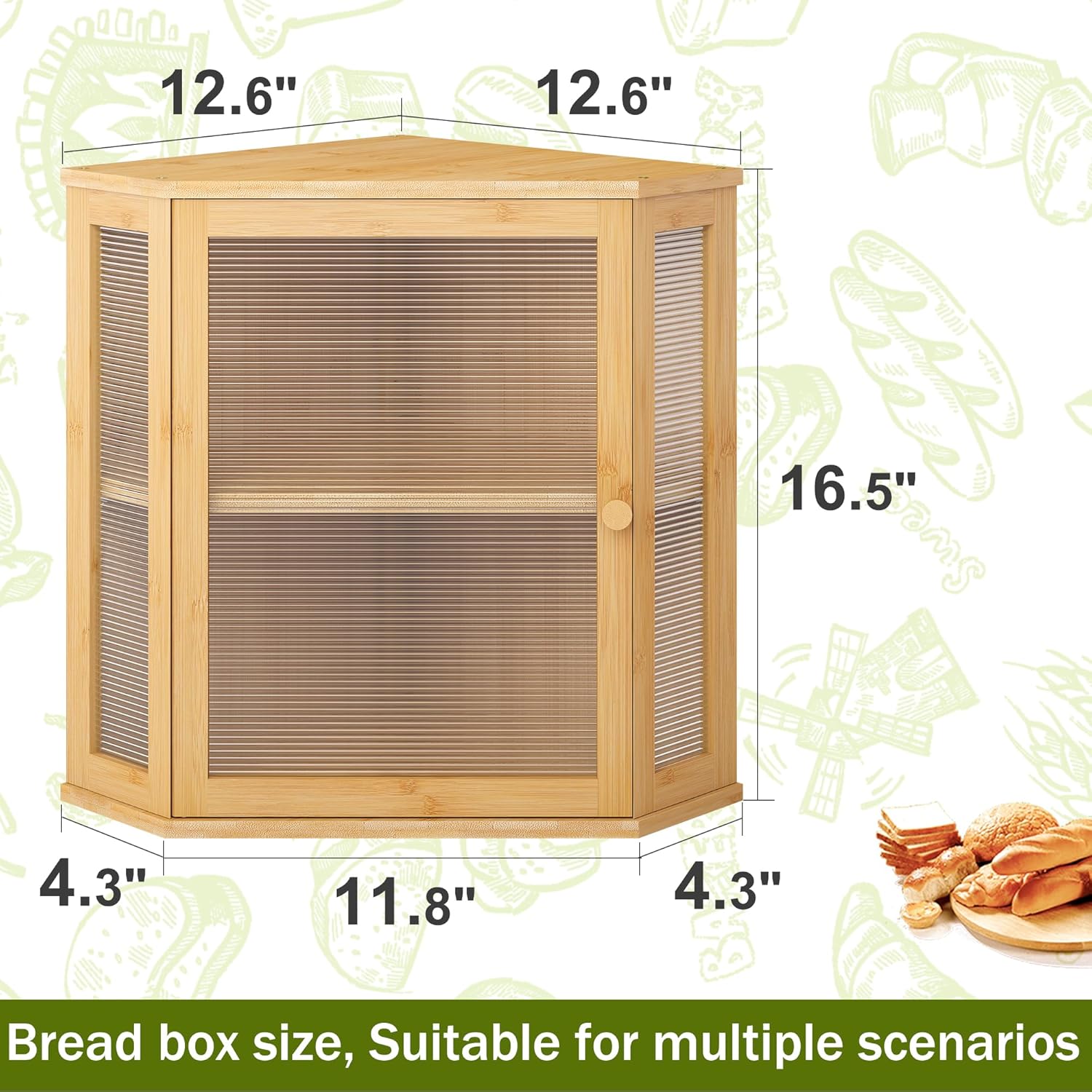 BMOSU Bamboo Corner Bread Box - Image 8