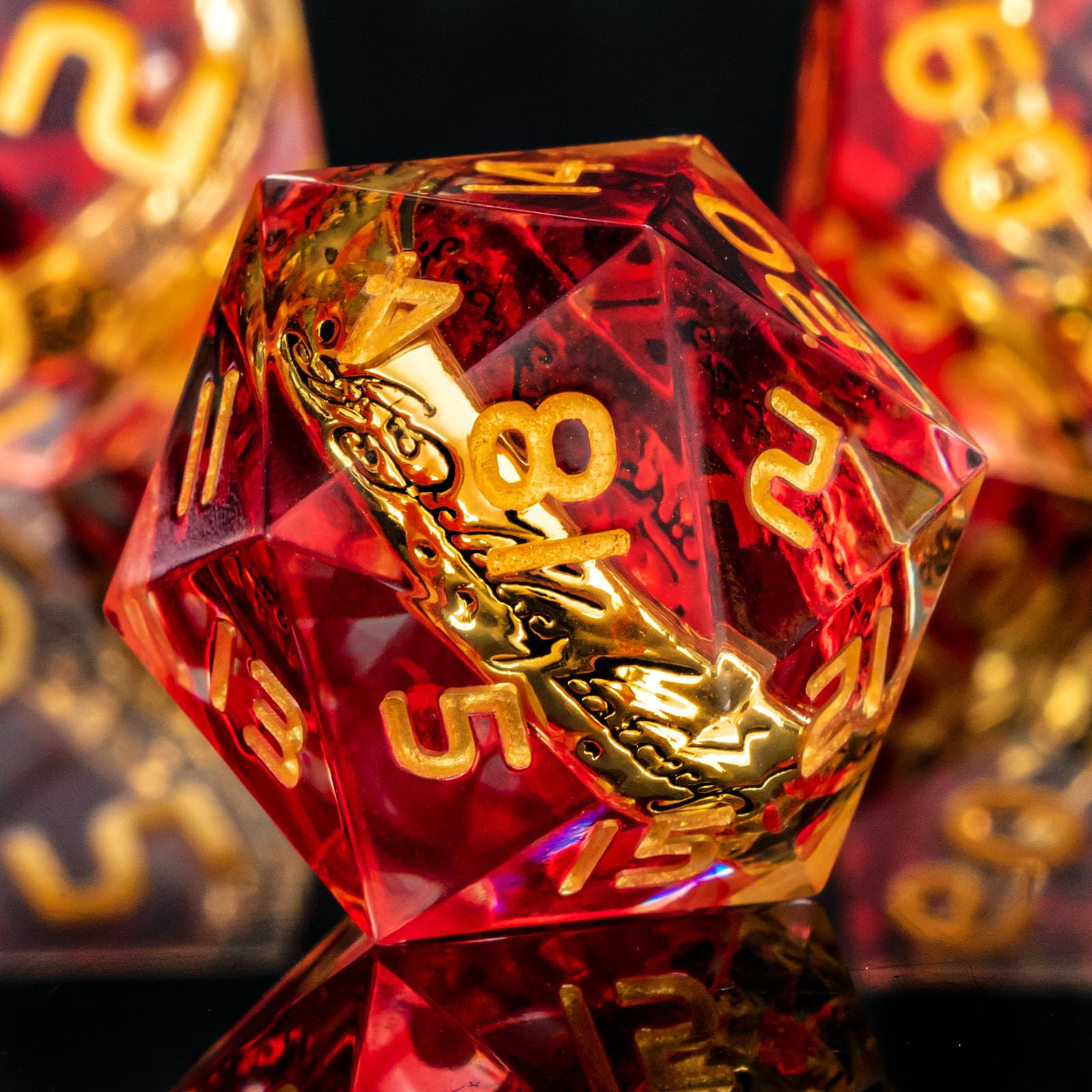 OUKELANWO Magic Lord Rings - Juego de dados DND con caja, 7 dados de resina LOTR D&D para juegos de rol, Dungeons Dragons D y D de borde afilado D20 D12 D10 D8 D6 D4