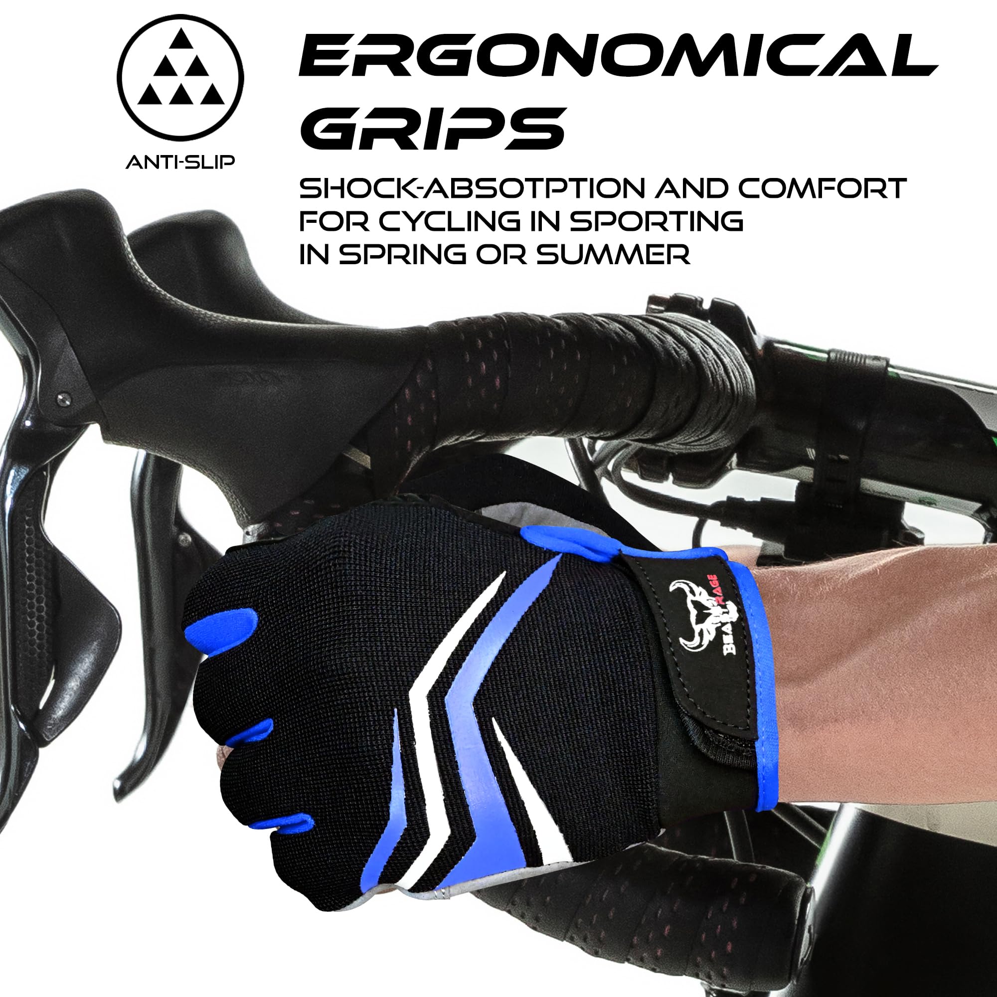 BEAST RAGE Guantes de Ciclismo Dedos Enteros Acolchado Antideslizantes Transpirables Táctiles Montaña BMX