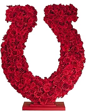 40in Tall Lucky Rose Petal Horseshoe Centerpiece