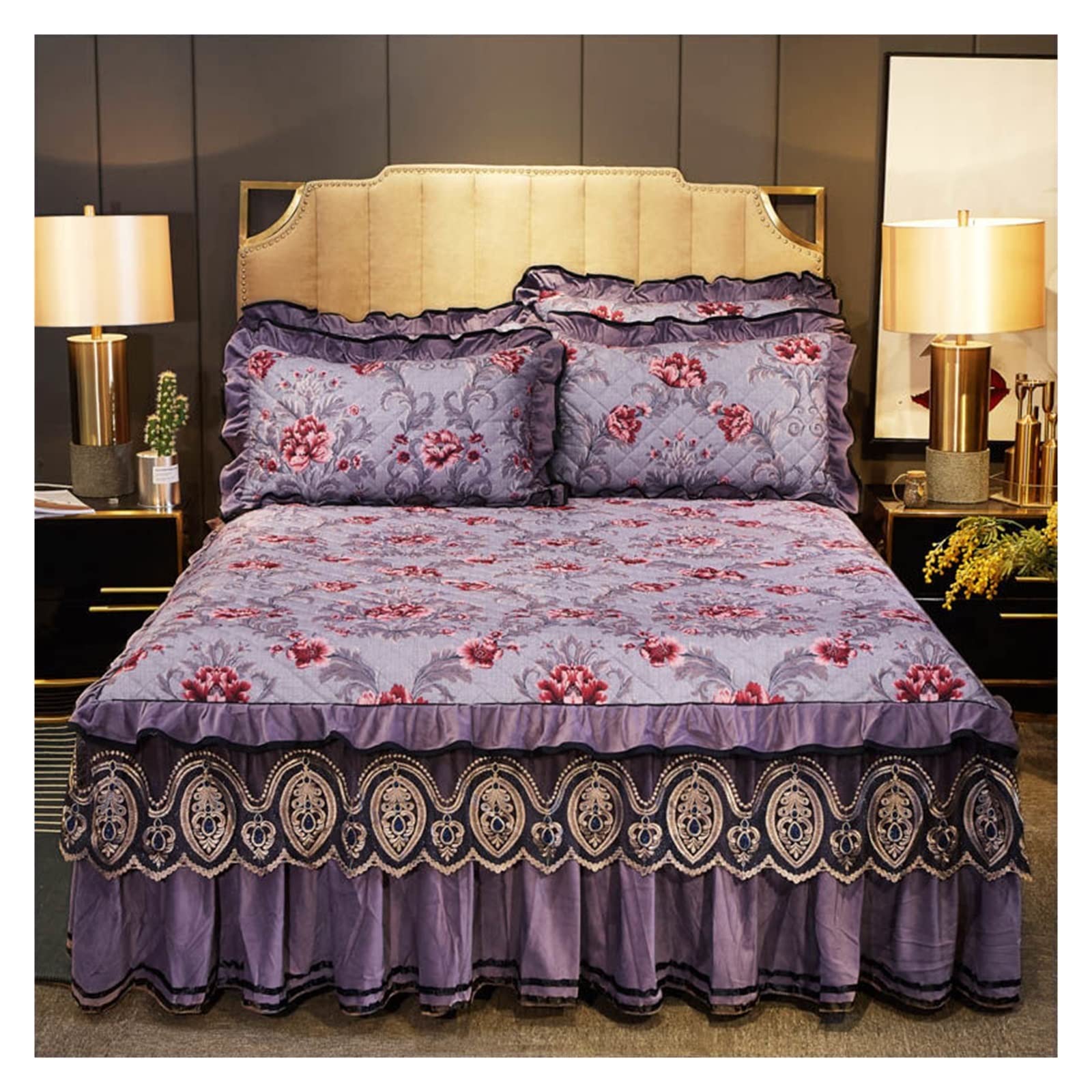 Couvre-lit en velours brodé haut de gamme 200x220 cm couleur A pour lit douillet