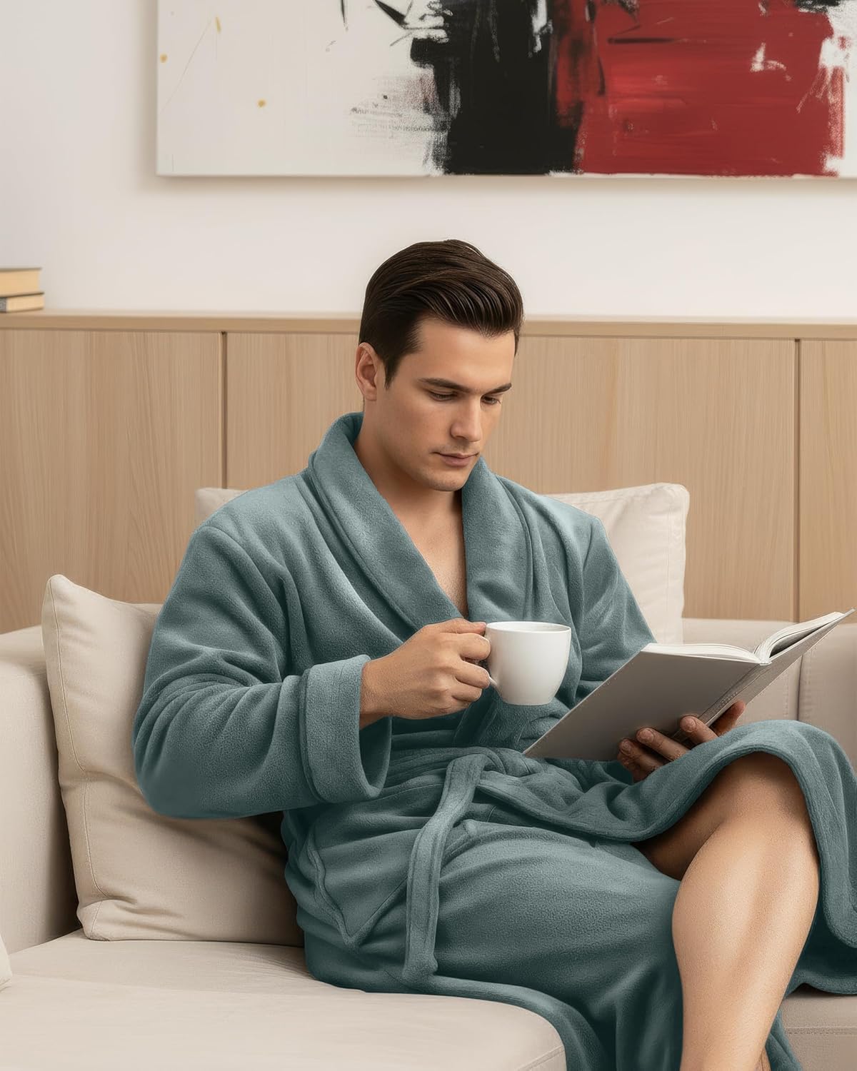 NY Threads Mens Robe, Luxury Plush Fleece Mens Bathrobe, Spa Bath Robe for Men - Image 4