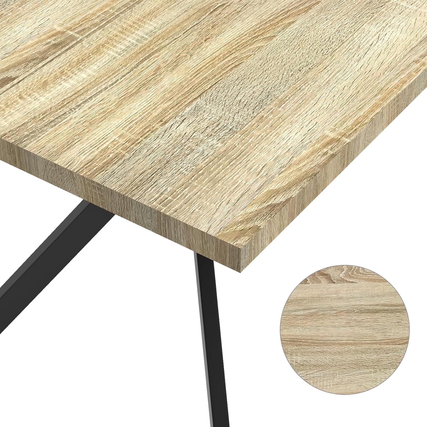 WAFTING Esstisch mit 4 stühlen,esstisch Holz 140x80x76 mit Heller Platte,Esszimmerstuhl Drehbar 360°mit Armlehne,tischset Für Küche, Wohnzimmer & Esszimmer,Moderner Polsterstuhl Beige