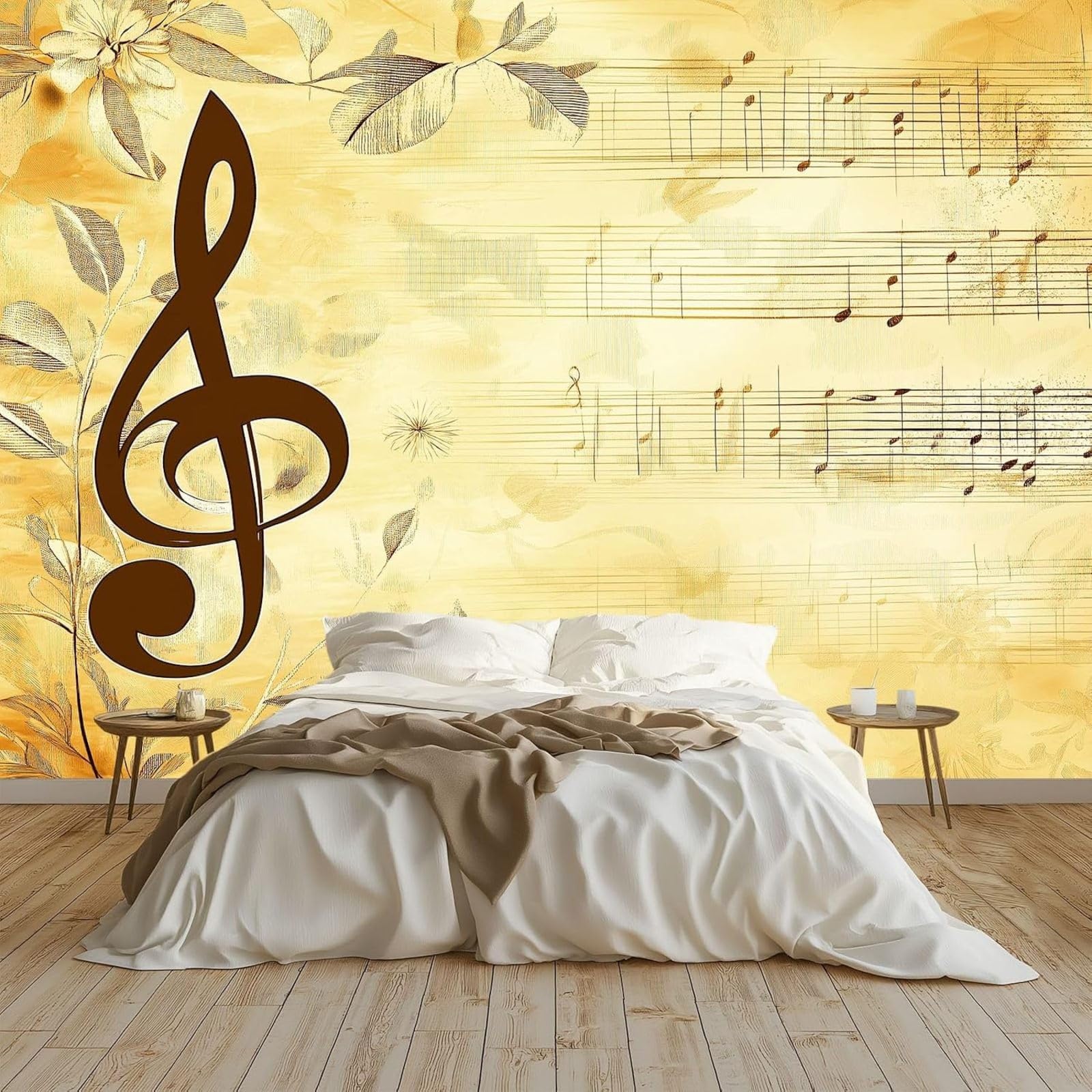 kfjhgbdshhj Musical Note Pattern in Classical Style Photo Wallpaper Wall Decor Wallpaper Wall Mural Decoration Study Room Living Room Restaurant Cafe Decor, Tanning, 200cm x 140cm