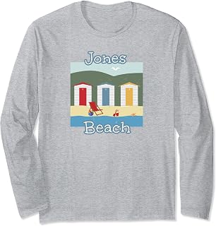 Jones Beach Long Island Cabana Playground Seashore Coastal Long Sleeve T-Shirt