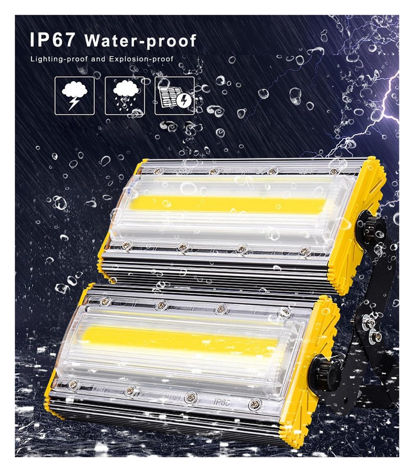 Proyector LED Luz De Inundación 50W 100W 150W Proyector De Reflector COB For Exteriores Lámpara Reflectora LED Lámpara De Construcción De Foco Impermeable Iluminación de paisaje RGB(Warm White,150W)