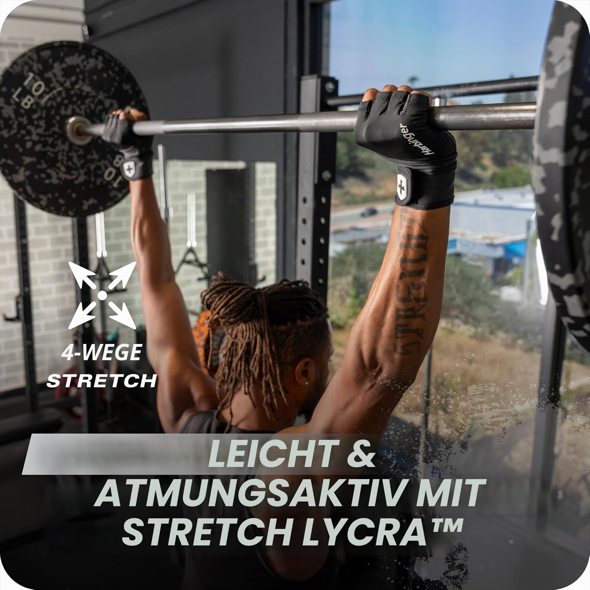 Harbinger Pro Wristwrap Handschuhe 3.0 – verbesserte Griffigkeit, hervorragende Handgelenkstütze, atmungsaktives 4-Wege-Stretch-Lycra, strapazierfähige Leder-Handfläche, Halbfinger-Design für