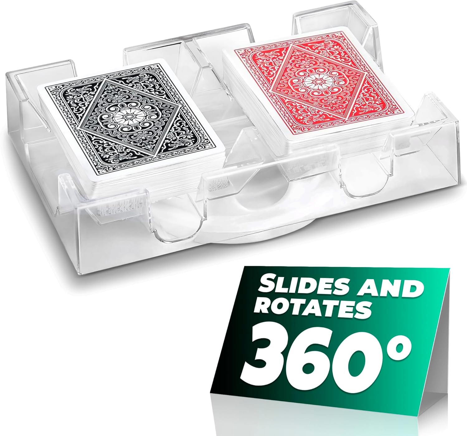 VIKROM Playing Card Holder Tray 360° - Card Trays for Playing Cards Canasta Card Holder Rack Playing Card Tray - Card Deck Holder Playing Card Holders