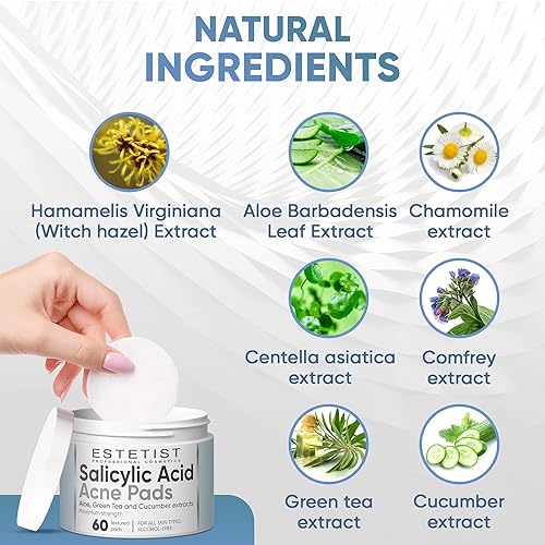 Miniatura 8 de Almohadillas para el cabello encarnado, tapón de afeitado y ácido salicílico, almohadillas para el acné, tratamiento diario de la piel para cara,