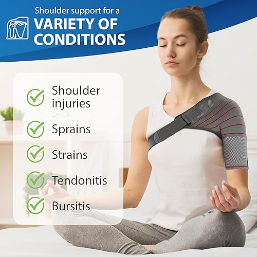 Miniatura 5 de ORTONYX Manga de compresión de soporte de estabilidad de hombro para soporte de manguito rotador, prevención de lesiones, articulación AC dislocada,