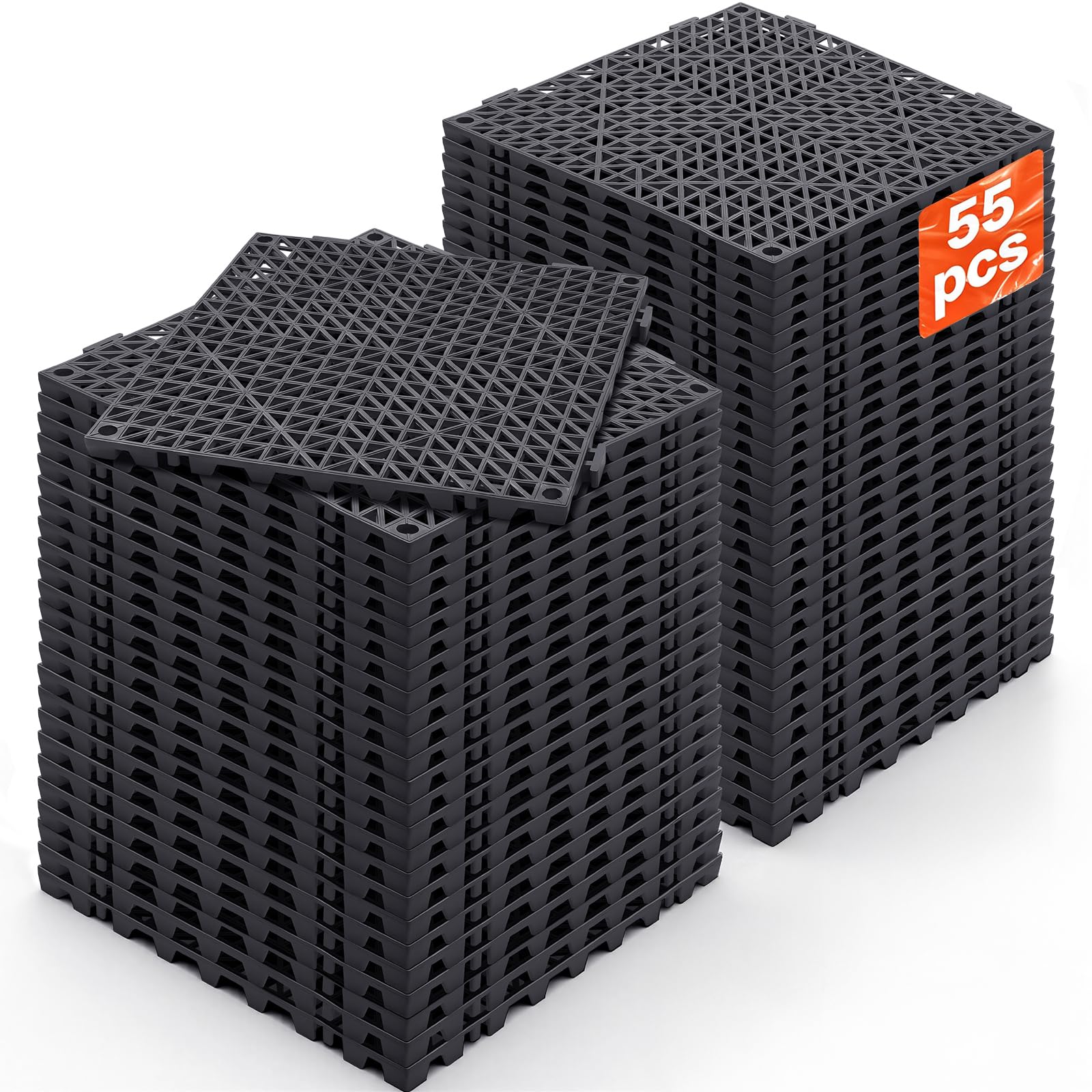 VEVOR Modular Interlocking Cushion, 12 Pack 12" x 12" Splicing Drainage Mats, Soft PVC Interlocking Drainage Floor Tiles, Non-Slip Drainage Holes for Restroom, Bathroom, Kitchen, Pool, Wet Areas, Blac — Amazon image 19