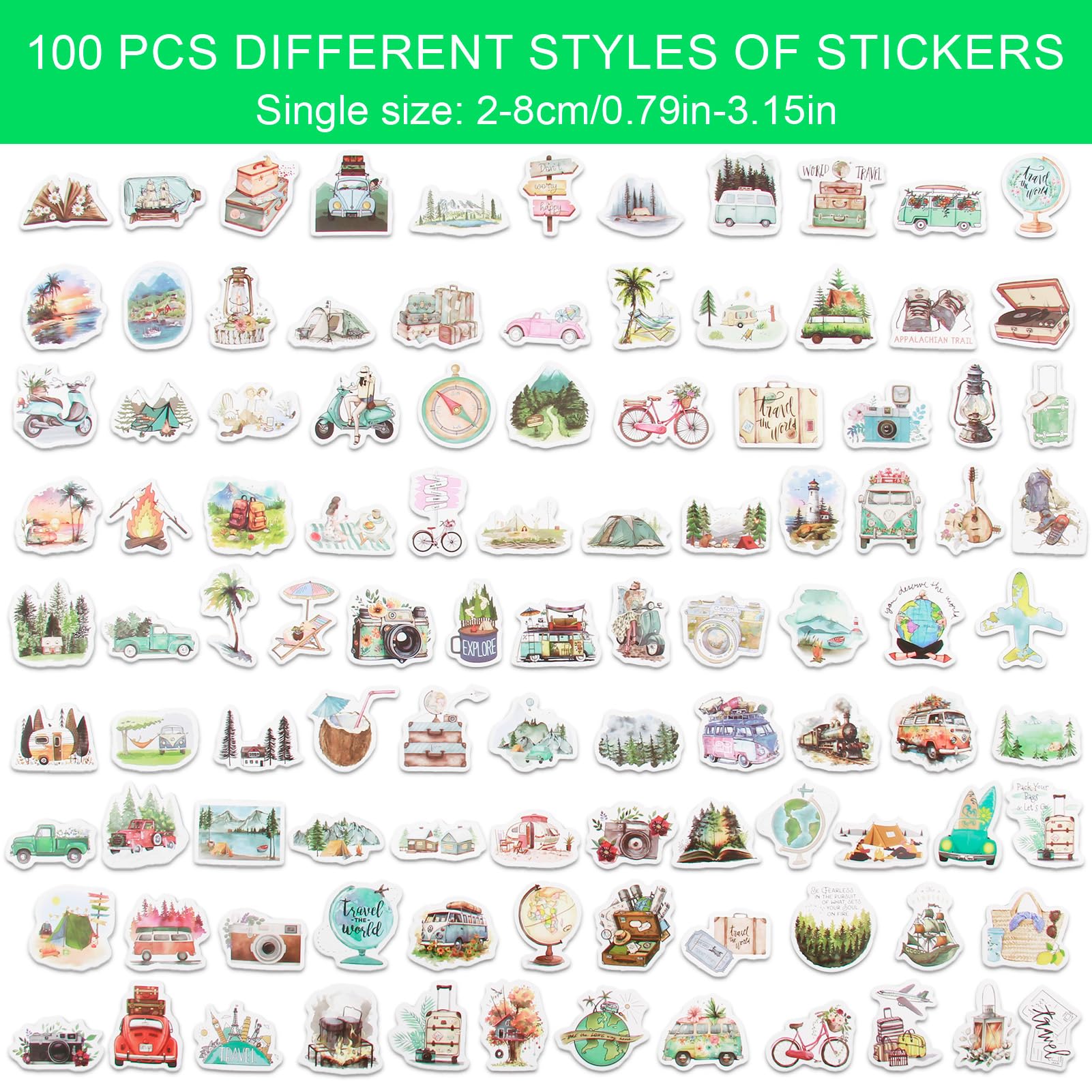 100 pezzi Adesivi PVC Piante Verdi Impermeabili Stickers Laptop e