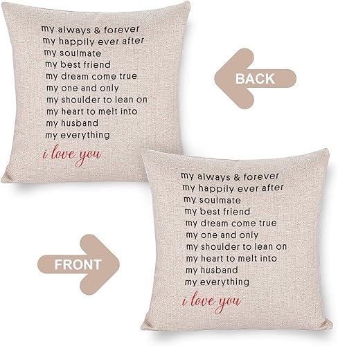 Miniatura 3 de Funda de cojín con diseño de corazón de amor, My Always & Forever My Happily Ever After My Soulmate, funda de almohada decorativa de algodón y lino