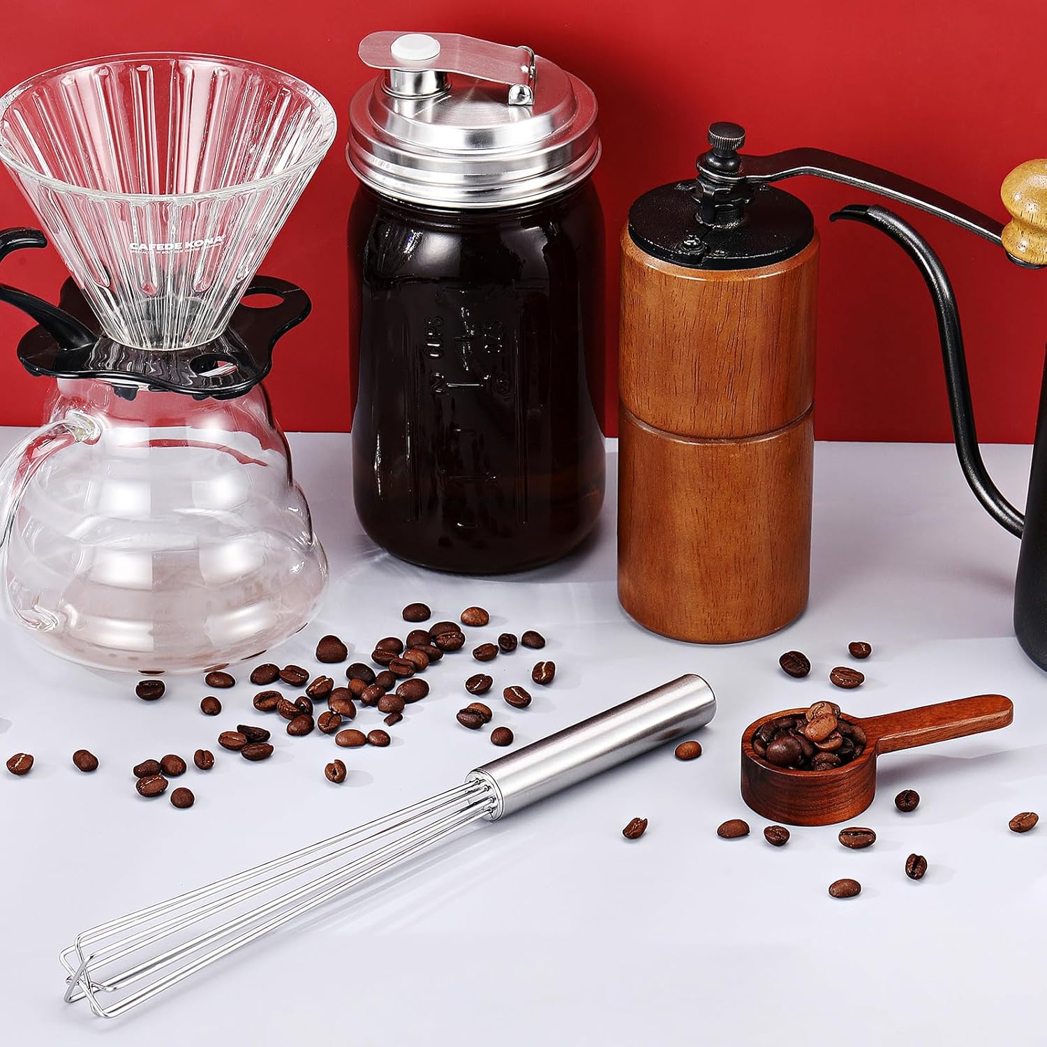 Baderke 1 Pack Espresso Whisk Tool 10.6" Long Handle Mini Whisk for Coffee Stirring Stainless Steel Silver Triangular Design Fit Coffee Chocolate Milk, Mixing Tool for Commercial Home Use - Image 5