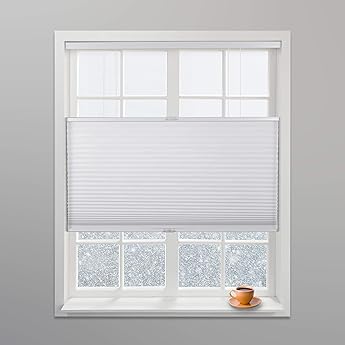 BlindsAvenue Cordless Top Down Bottom Up Cellular Honeycomb Shade, 9/16" Single Cell, Light Filtering, Cotton White, Size: 69" W x 72" H