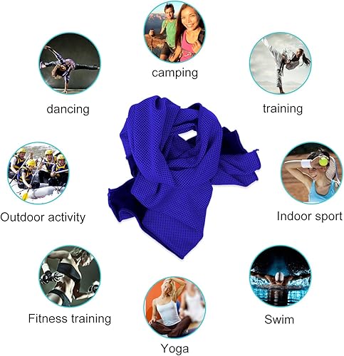 Vista 28 de Biange Toalla de enfriamiento (paquete de 20, 40 x 12 pulgadas) con bolsas para deportes, entrenamiento, fitness, gimnasio, yoga, golf, pilates