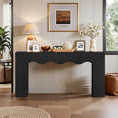 Miniatura 4 de Tribesigns Mesa consola de granja de 63 pulgadas, mesa de sofá de madera detrás del sofá con almacenamiento, estación de sofá de entrada larga,