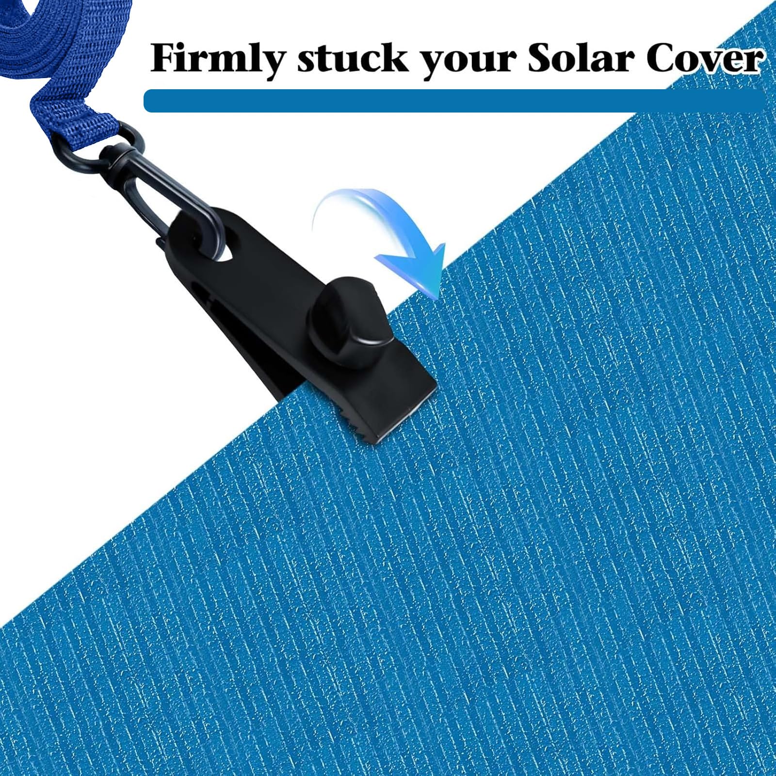 Fixation pour Bâche Solaire de Piscine,10 Pièces Kit de Sangles de Couverture Solaire,Enrouleur de Couverture Solaire,Sangles de Fixation,Pinces,pour Couvertures de Bâches de Piscine