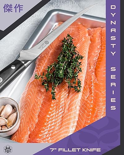 Miniatura 9 de KESSAKU Cuchillo de filete  7 pulgadas  Serie Dynasty  Flexible  Afilado  Acero inoxidable alemán de alto carbono forjado ThyssenKrupp  Deshuesado,