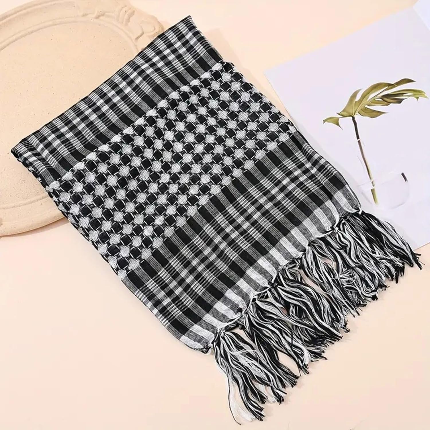 Tassels Trim Scarf Classical Checkered Designs for