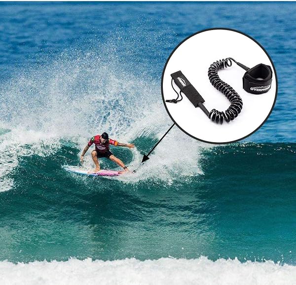 OVERMONT Guinzaglio per Surf Leash SUP Lacci di Sicurezza da Surf Materiale TPU SBR Regolabile e Comodo per Praticare Il Surf - 5