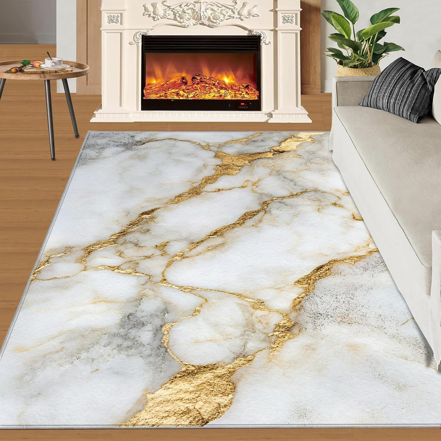 Tapis style abstrait au motif doré en relief 3D de qualité premium