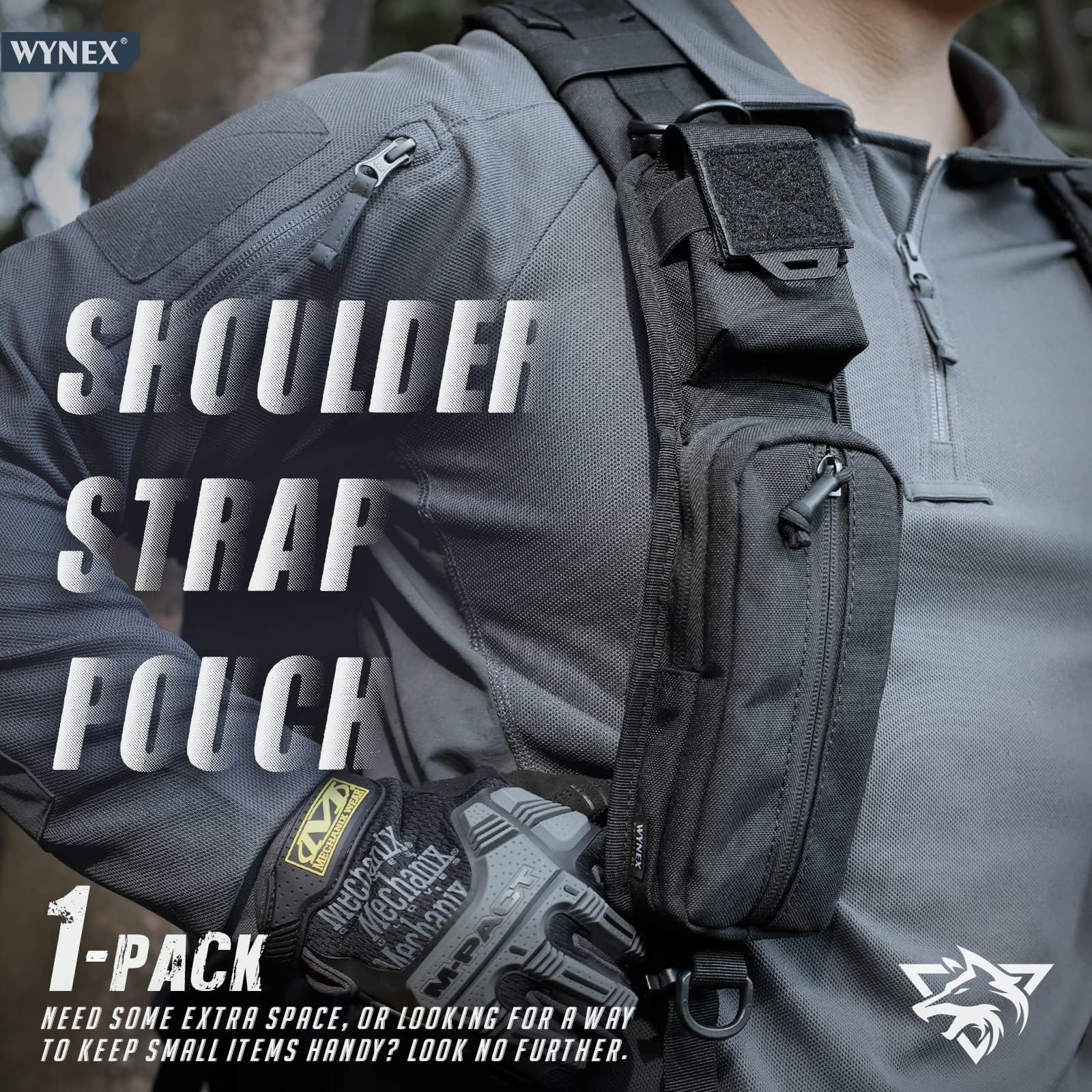 WYNEX Molle Accessori Borsa con Tasca con Cerniera, Zaino Tracolla Tracolla Molle Fissaggio Accessori Tattici Borsa Spalla Starps Tasca Porta Cellulare