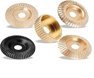 VKQ 5-Pack 4" & 4.5" Angle Grinder Wood Carving Discs, 5/8" Arbor Shaping Wheels for Stump Grinding & Wood Sculpting