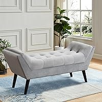 Vista 10 de Andeworld Banco de Cama Tapizado con Capitoné, Reposapiés Otomán de Entrada, Banco de Dos Asientos (Gris Oscuro)