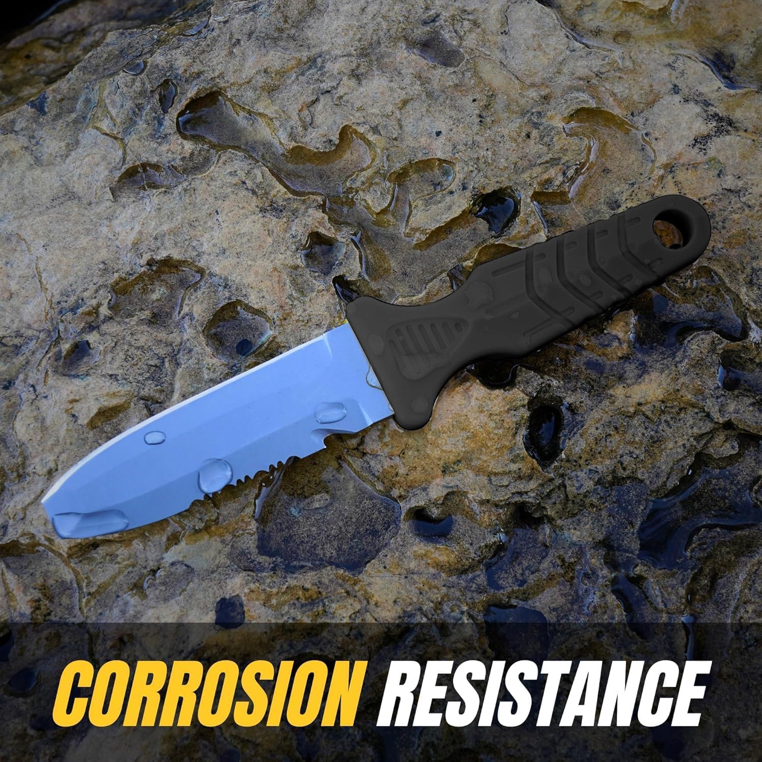 Titanium Survival Scuba Diving Knife Fixed Blade Dive Knife with Sheath & Straps - Holster on Divers BCD, Thigh/Leg, GC Belt Buckle or Wrist, Cutting, Serrated Edge & Line Cutter