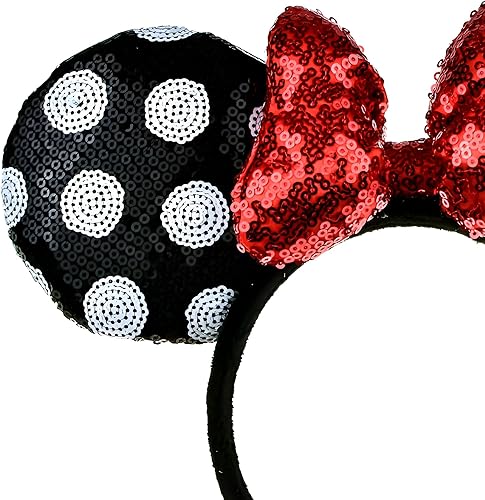 Miniatura 5 de A Miaow Diadema de orejas de ratón negro 3D con lentejuelas MM purpurina mariposa cierre de pelo suministro de parque para adultos mujeres accesorio